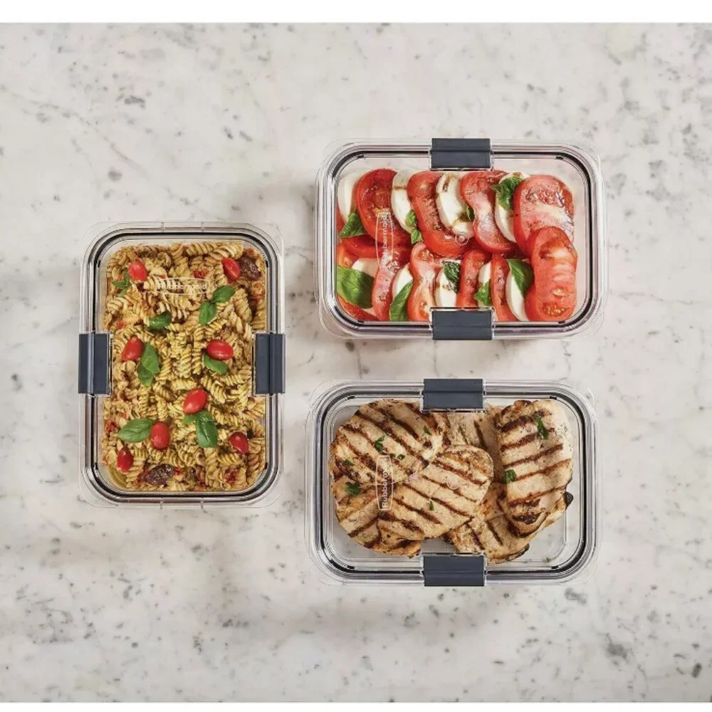 NEW! Rubbermaid Brilliance Food Storage Container, Large, 9.6 Cup, Clear, 3 Pack